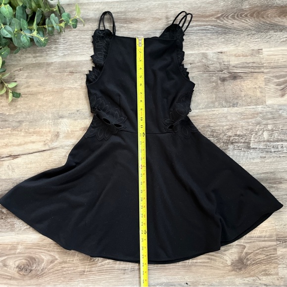 Free People Cha Cha Ponte Knit Black Fit & Flare Dress with Lace Cutout Detail - Picture 16 of 16